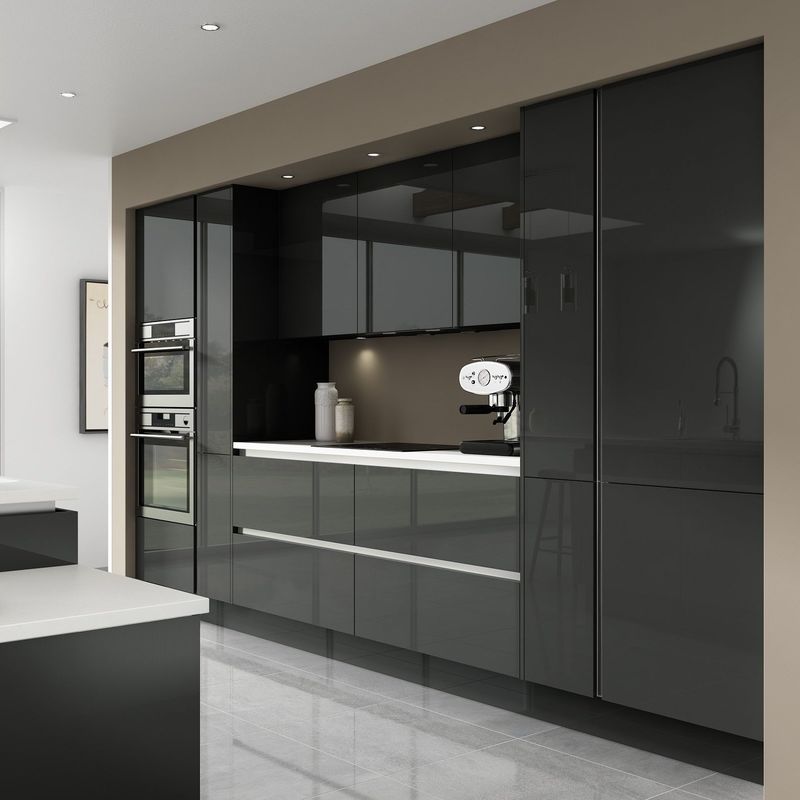 Armadio da cucina in lacca ad alto lucido con stile moderno personalizzato e pannello di porta in acrilico