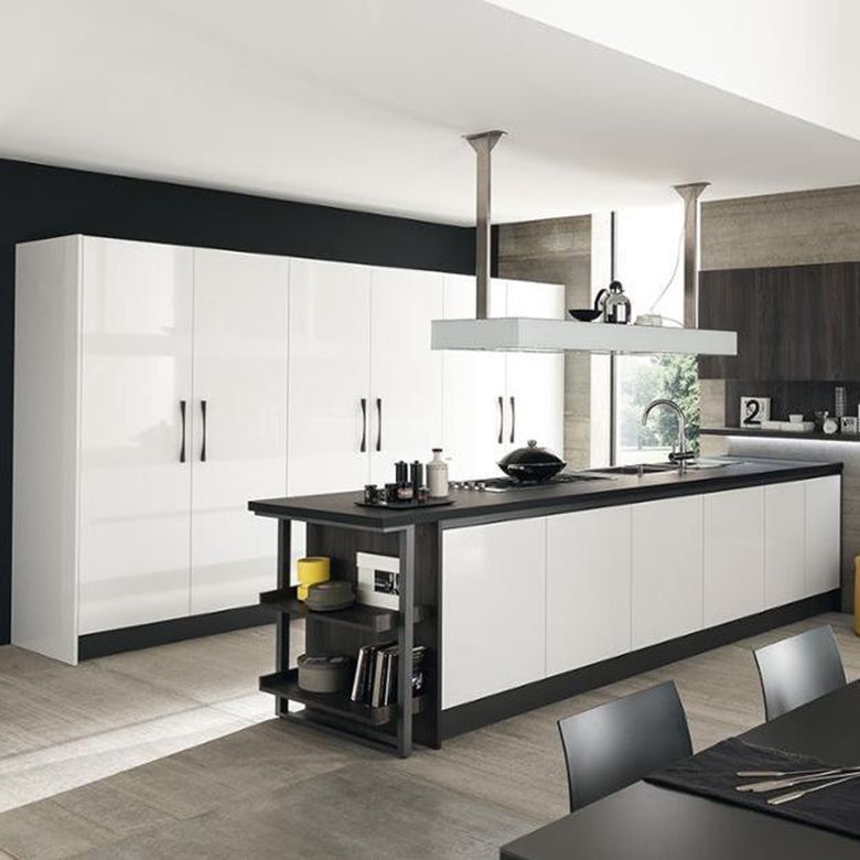 Armadio da cucina in lacca ad alto lucido con stile moderno personalizzato e pannello di porta in acrilico
