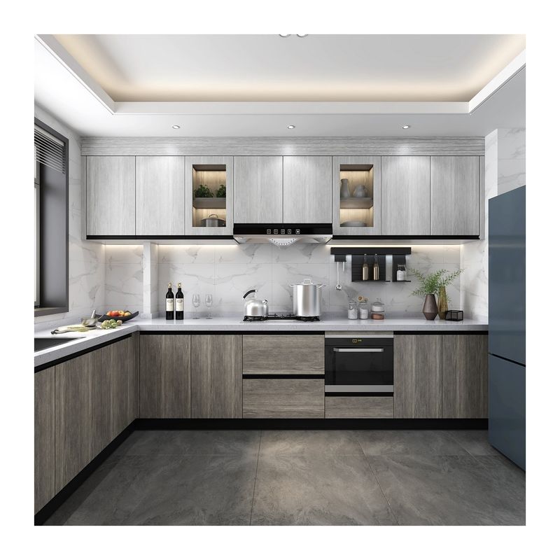 Arredamento di cucina impermeabile di design moderno in legno massello per mobili domestici personalizzati