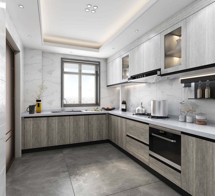 Arredamento di cucina impermeabile di design moderno in legno massello per mobili domestici personalizzati