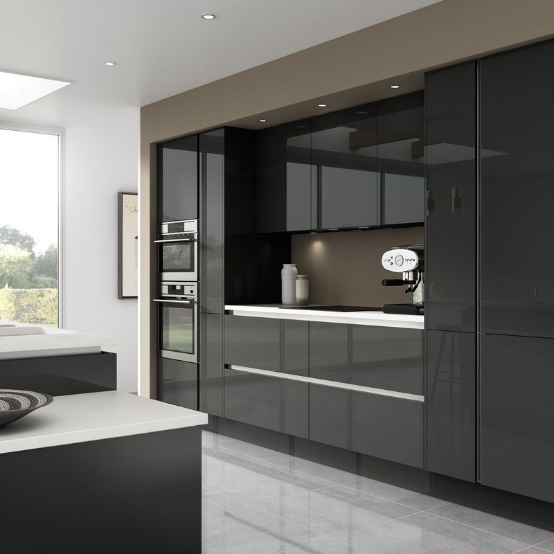 Blum Hardware Cucina Isola Armadio della dispensa con pannello di porta in legno massello in disegno nero