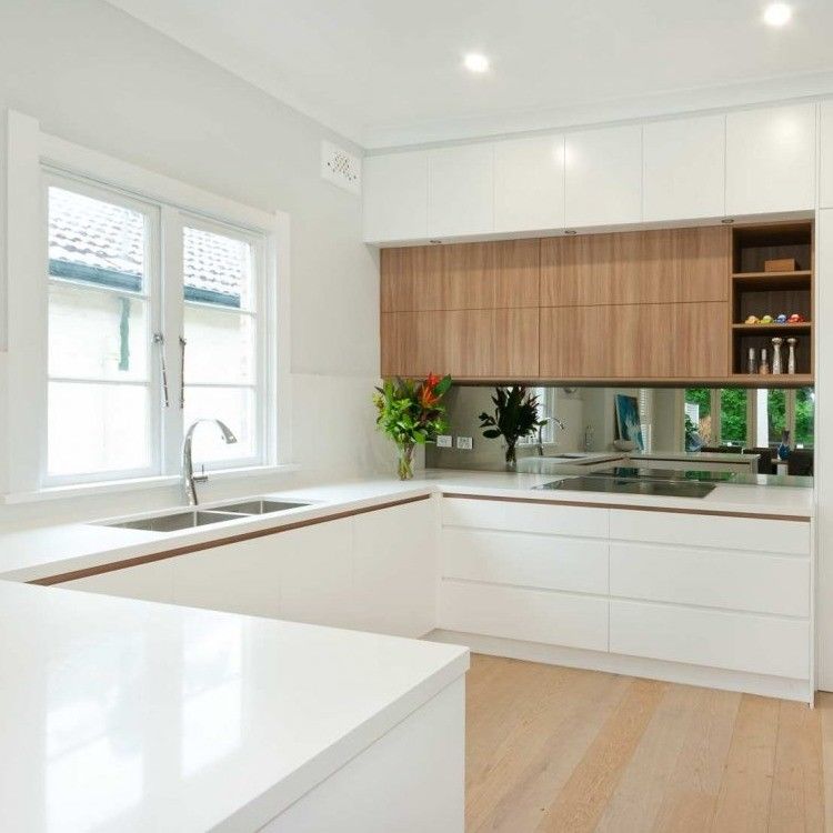 Armadietti da cucina in bianco a forma di L con tipo di armadio modulare