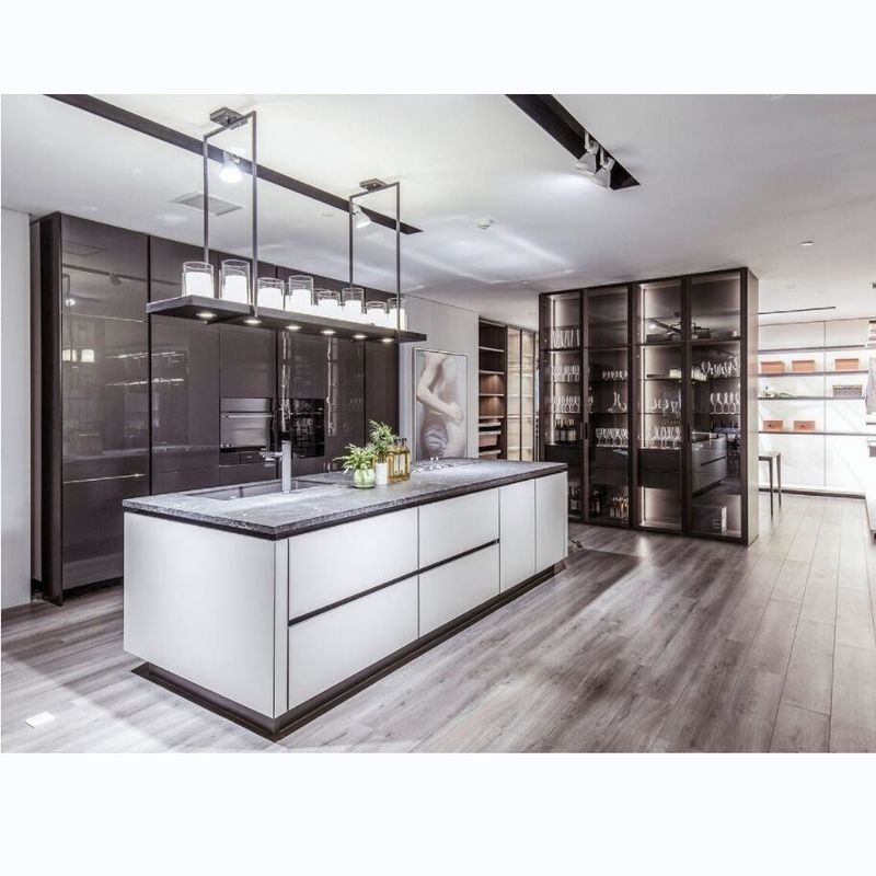 Moderno design cucina esterna armadietto di dispensa in colore nero con Bar e Blum hardware