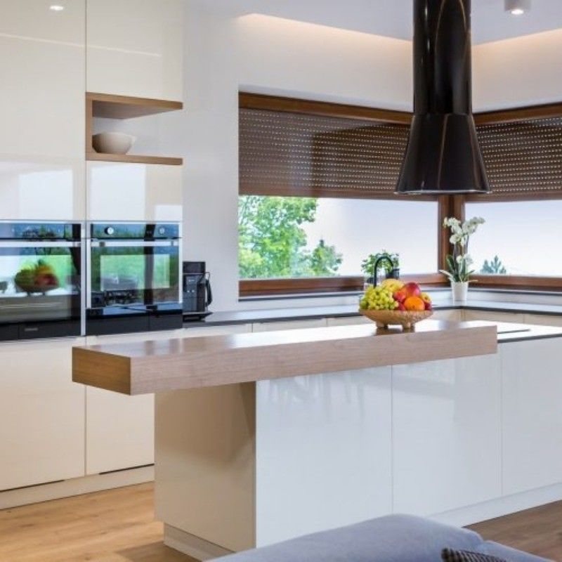 Armadi da cucina in fibra 3D acrilica ad alto lucido di barra blu altamente ODM / OEM per lo stile moderno
