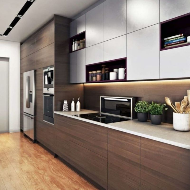 Set di armadietti da cucina in legno YALIG con resistenza all'acqua, resistenza al fuoco e hardware Blum