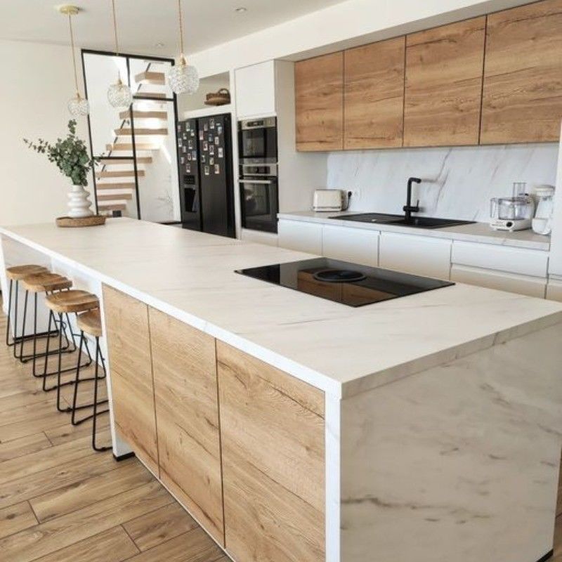 Set di armadietti da cucina in legno YALIG con resistenza all'acqua, resistenza al fuoco e hardware Blum