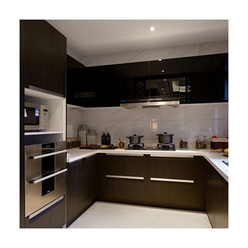 Cucina in vetro usato appeso nero Pvc stand-alone armadio con colore di rivestimento personalizzato