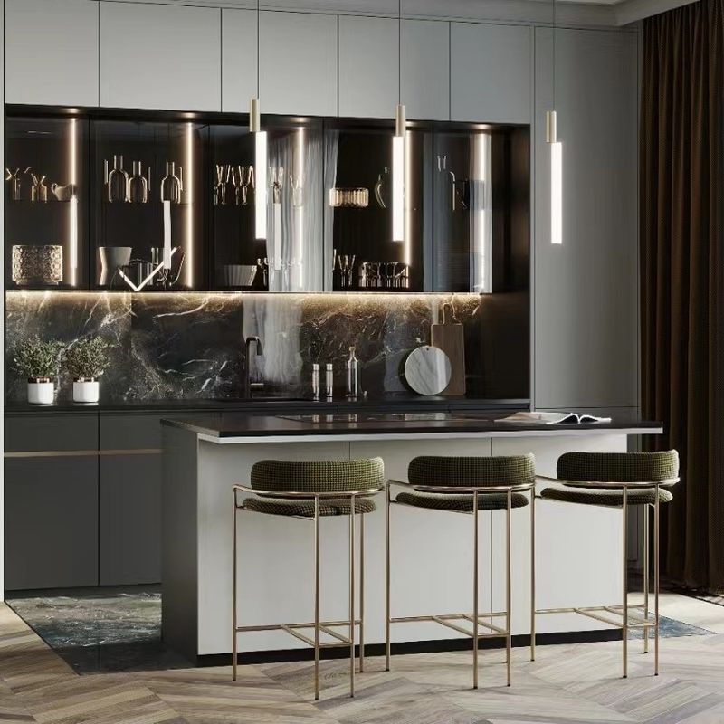 Villa Cucina YALIG Moderno Design Esterno Colore Nero Cucina Dispositivo con Bar