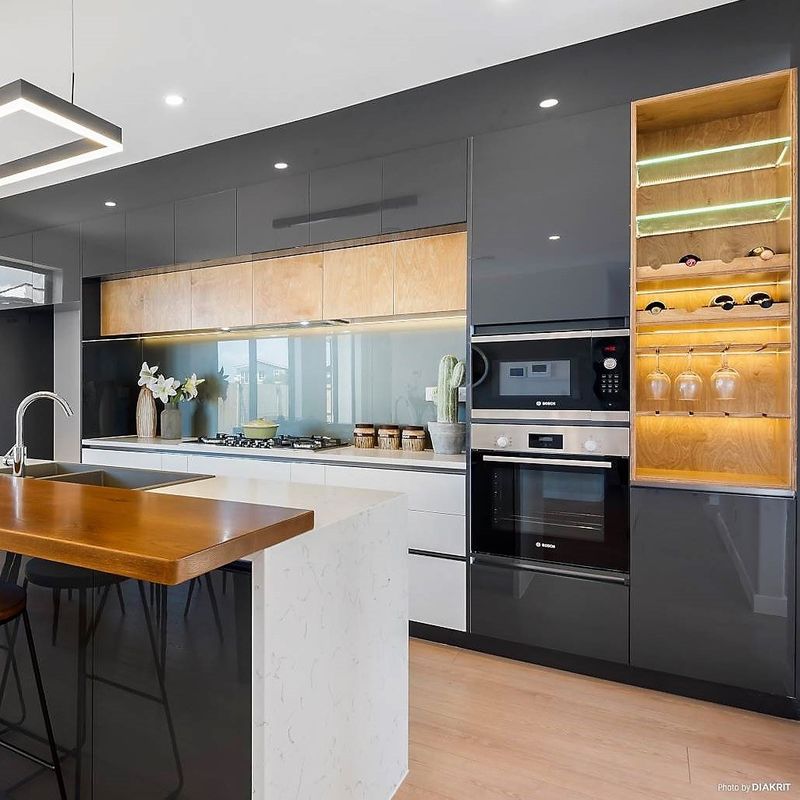 Villa Cucina YALIG Moderno Design Esterno Colore Nero Cucina Dispositivo con Bar