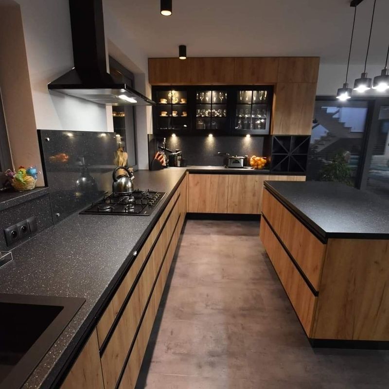 Villa Cucina YALIG Moderno Design Esterno Colore Nero Cucina Dispositivo con Bar