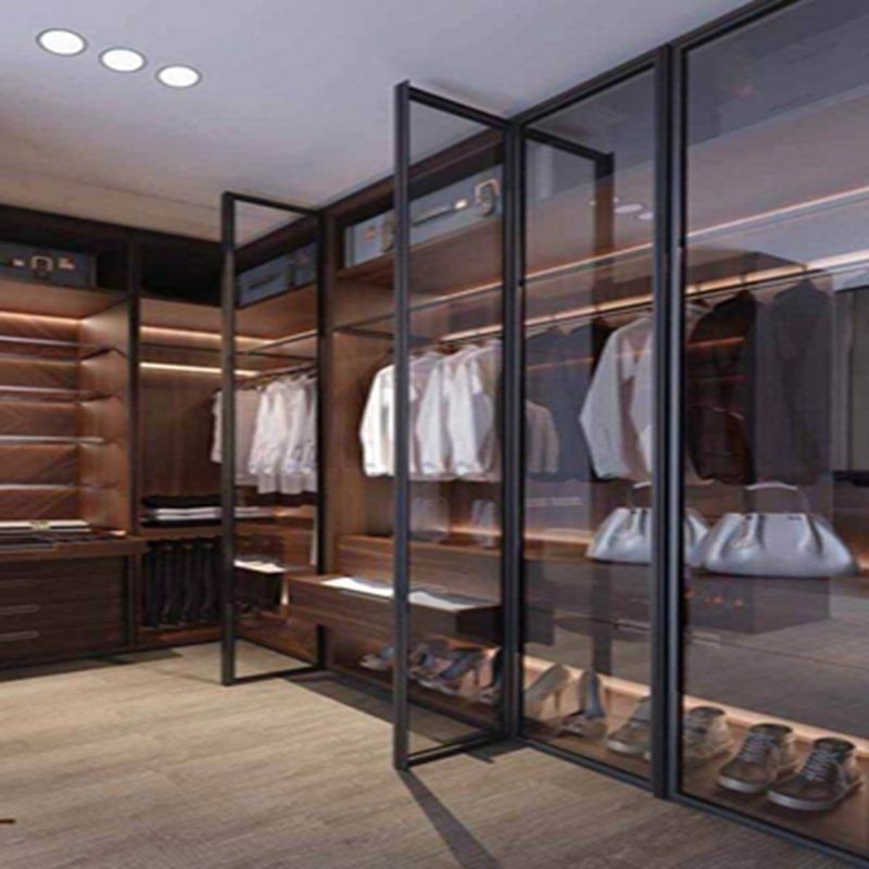 Pannello di porta di vetro nero Cornice di alluminio stile moderno luce lusso armadio per appartamento