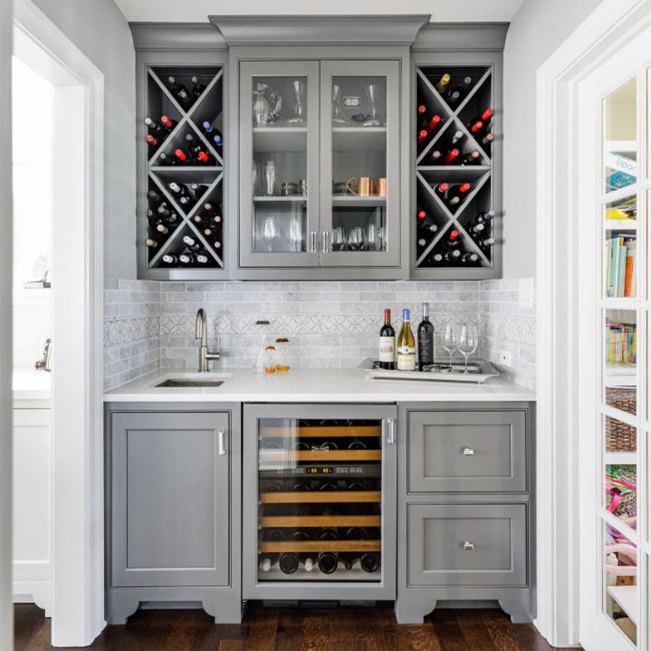 Arredamento per la casa di lusso moderno Bar in stile euro Bar Wine Rack con disegno di pannello in stile legno