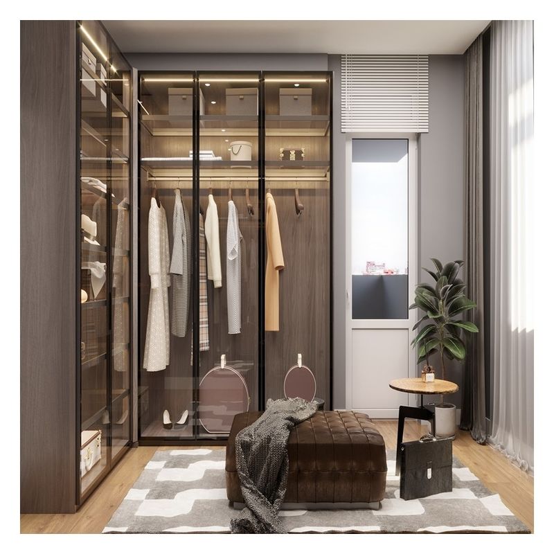 Elegante armadio in vetro con luce a led per i disegni del cliente