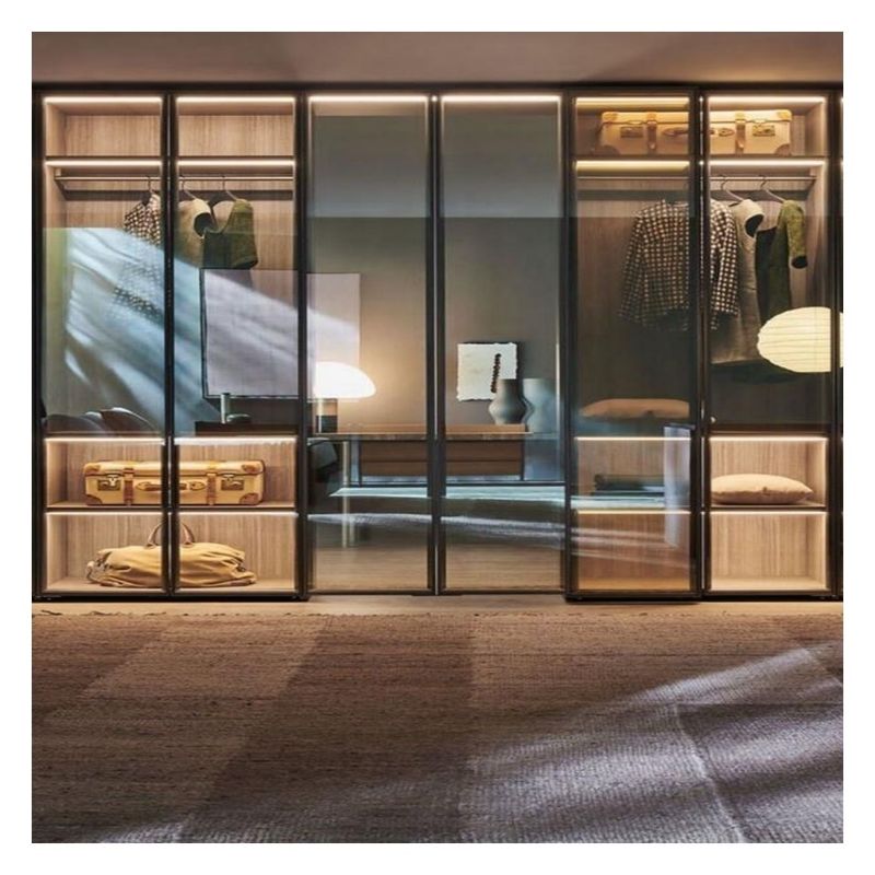 Elegante armadio in vetro con luce a led per i disegni del cliente