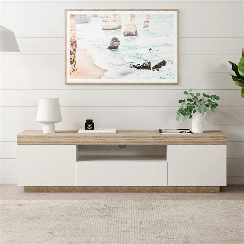 Moderno grigio angolo curvo vetro TV Stand per soggiorno Elegante e personalizzabile