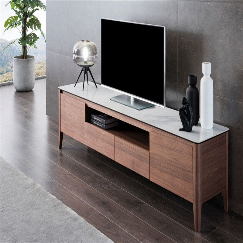Moderno grigio angolo curvo vetro TV Stand per soggiorno Elegante e personalizzabile