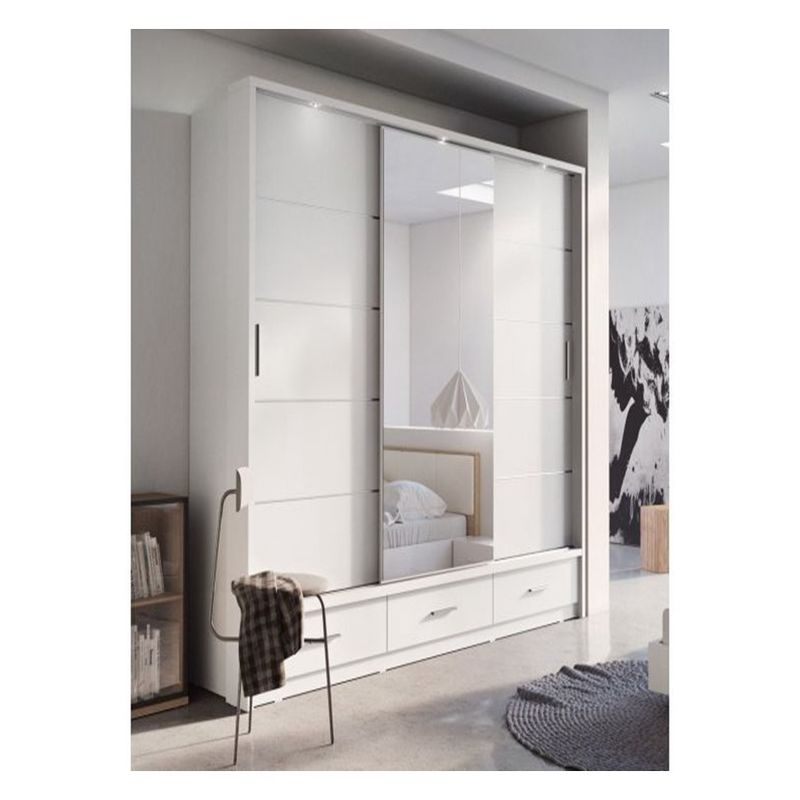 Abbigliamento su misura di design moderno Armadio con pannello di vetro nero e lacca specchio