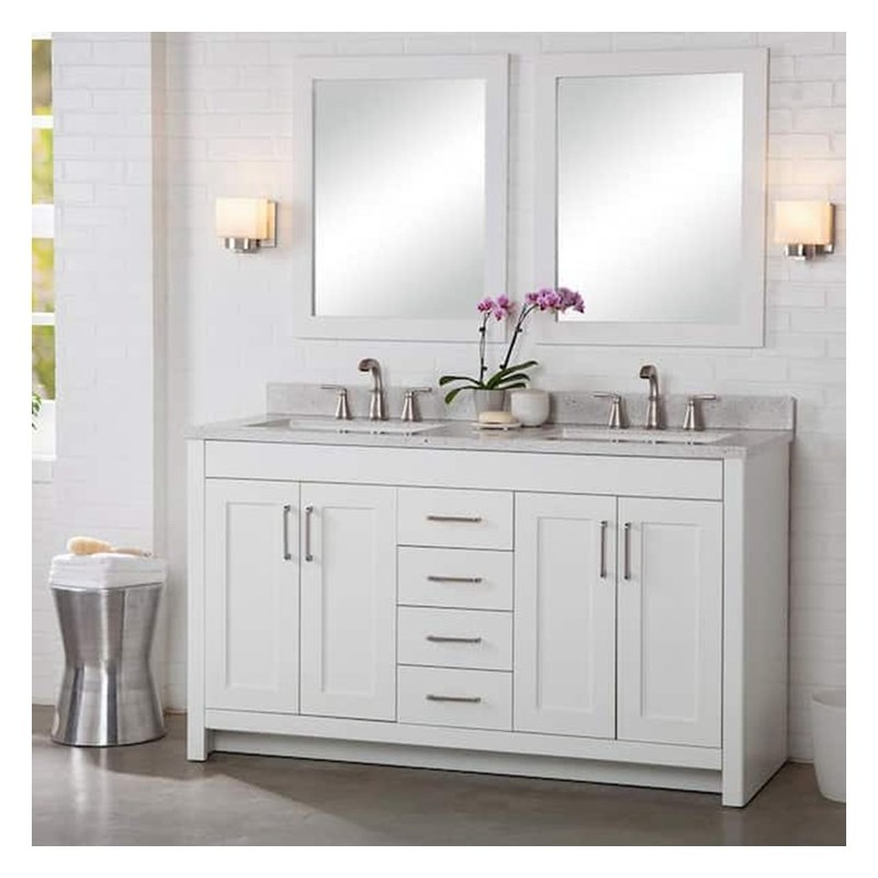 Arredamento bagno in stile moderno con tavolo in ceramica