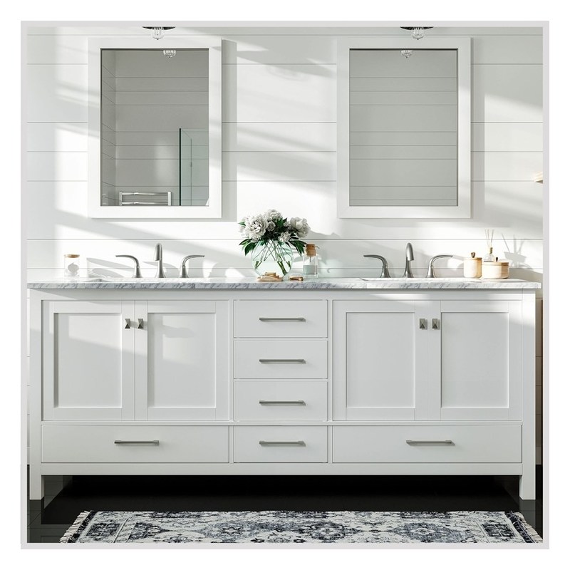 Arredamento bagno in stile moderno con tavolo in ceramica