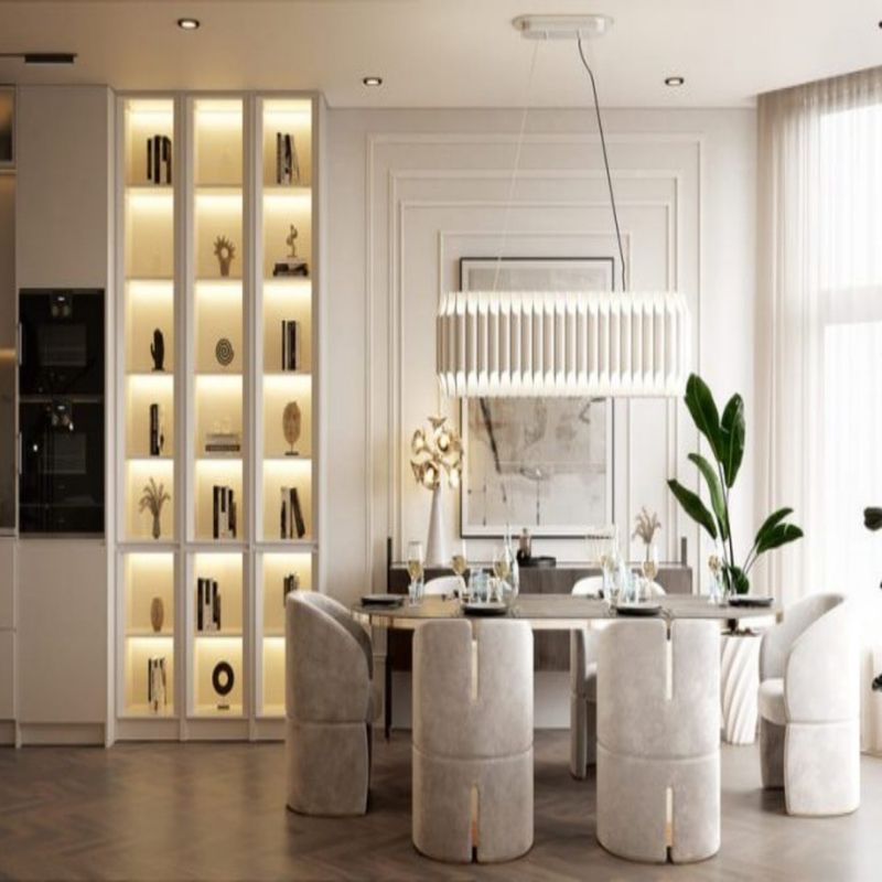 Gabinetto da pranzo in vetro da 18 mm con design moderno e stile in legno