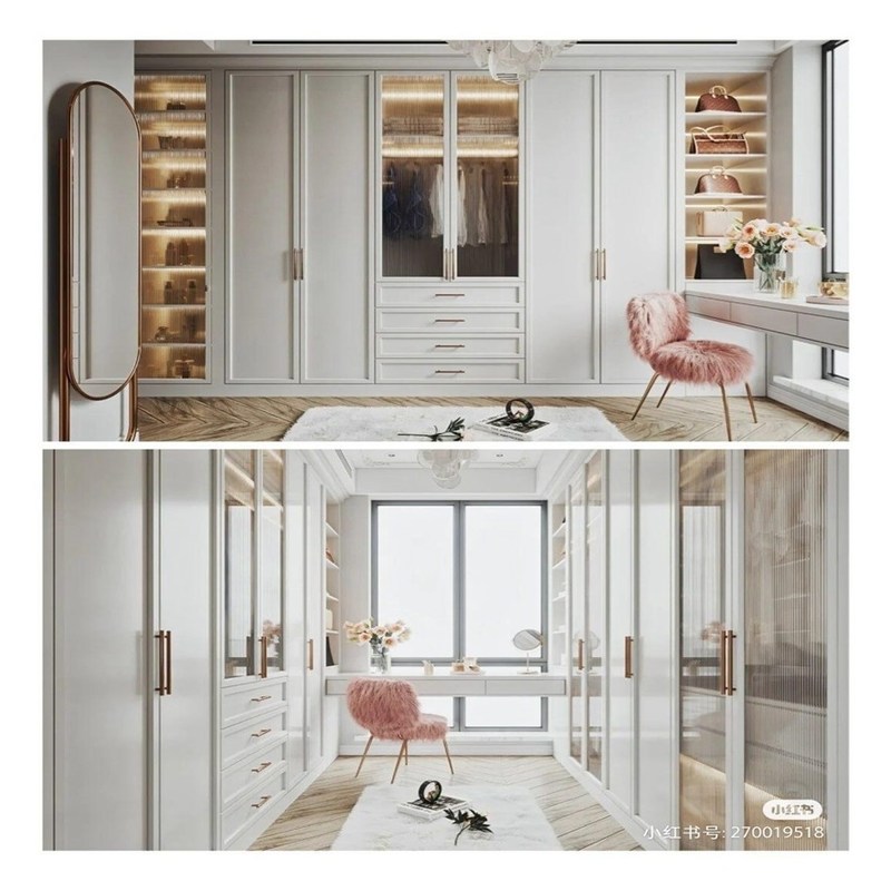 Arredamento in legno massello europeo per camminare in armadi personalizzati per la camera da letto