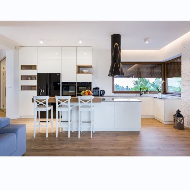 Cucina domestica Armadio di cucina lucido con materiale per porte HDF e design in stile moderno