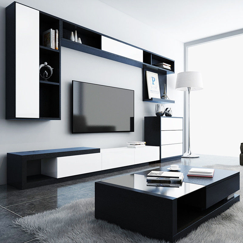 Unità di supporto TV montata a muro regolabile in legno per il design di salotti moderni di lusso