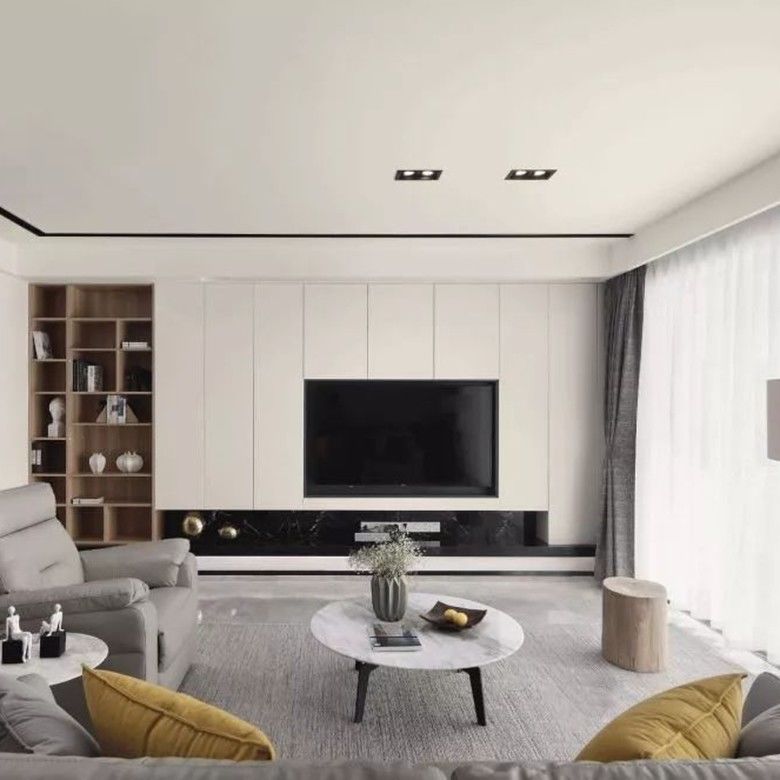 Unità di supporto TV montata a muro regolabile in legno per il design di salotti moderni di lusso