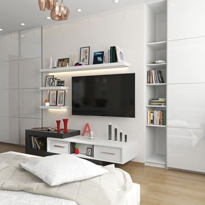 Unità di supporto TV montata a muro regolabile in legno per il design di salotti moderni di lusso