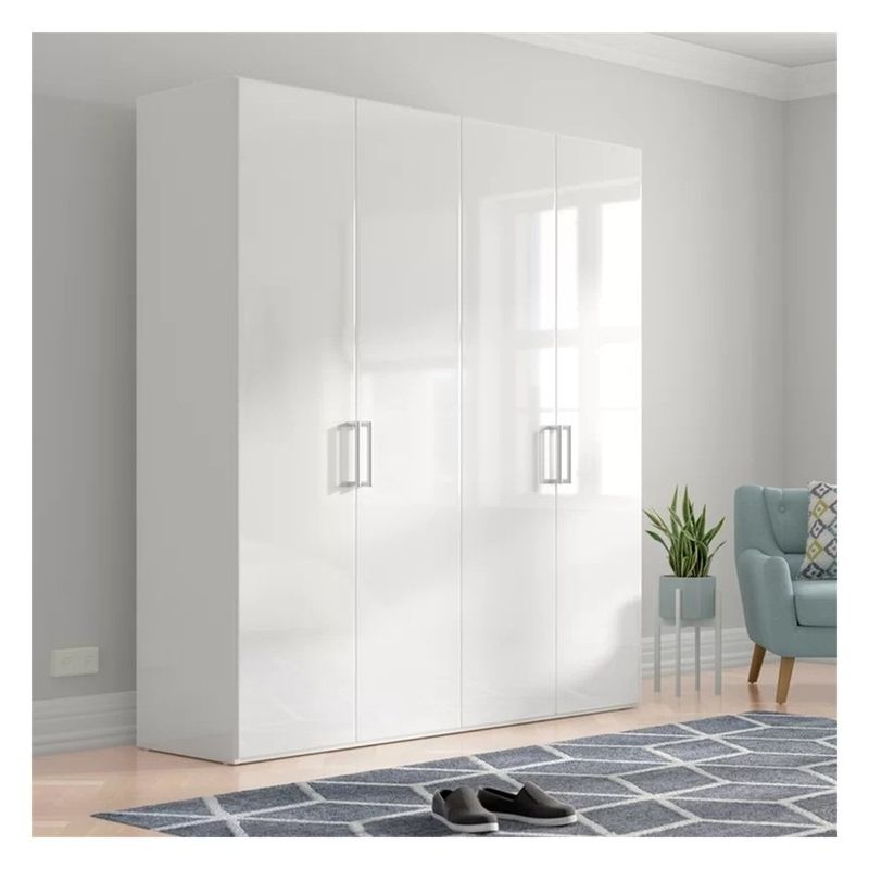 Home Arredamento pannello acrilico lucido Armadio camera da letto in legno massello con porta di vetro nero