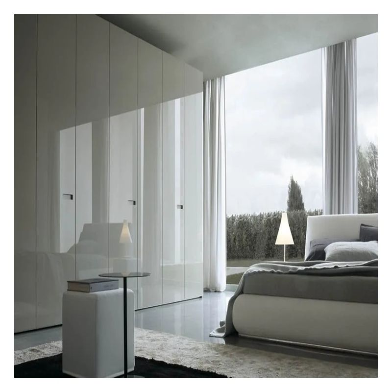 Home Arredamento pannello acrilico lucido Armadio camera da letto in legno massello con porta di vetro nero