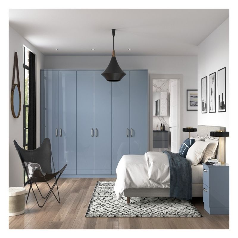 Home Arredamento pannello acrilico lucido Armadio camera da letto in legno massello con porta di vetro nero