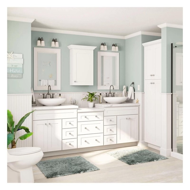 Shaker Style Lacca Bianca Super Impermeabile Grandi Cabinet Bagno Vanità Combo