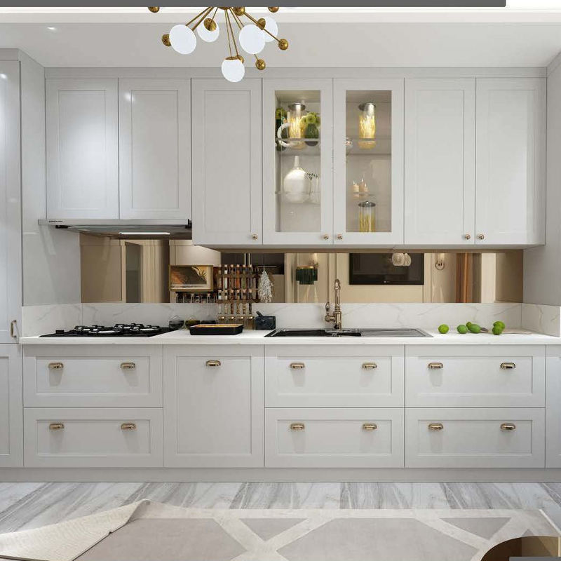 Mobili da cucina moderni ad alta lucentezza con pannello di porta a membrana in PVC