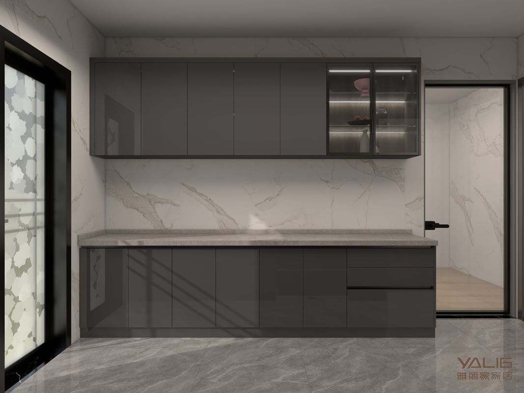 Mobili da cucina moderni ad alta lucentezza con pannello di porta a membrana in PVC