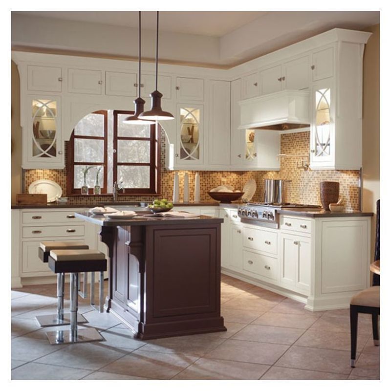 Armadio da cucina in legno massello in grigio americano classico con bordo piatto