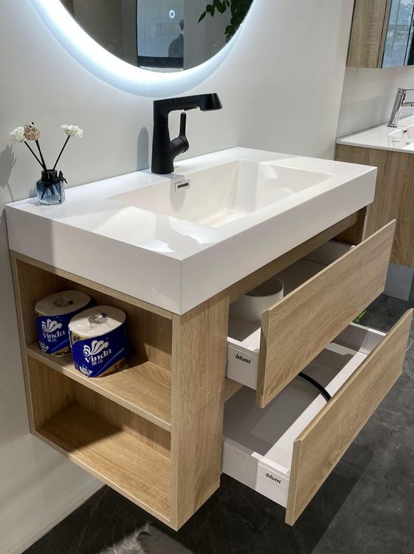 Arredamento per bagni per hotel taglia su misura impermeabile Vanity Pavimento montato e risparmio di spazio