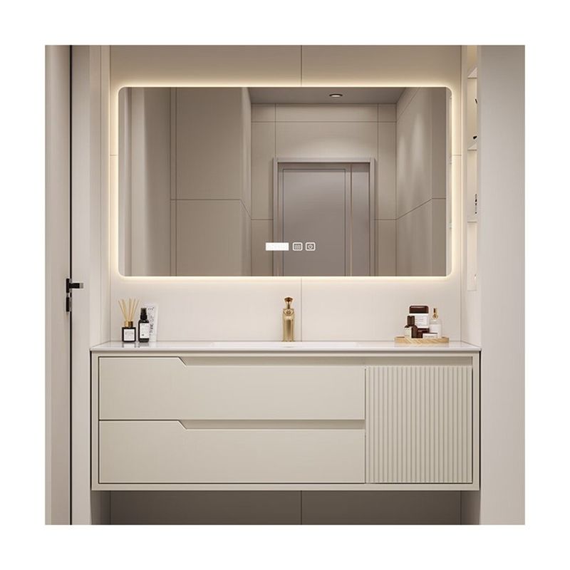 Moderno stile Vanità a muro appesa con specchio e vaschino in albergo di lusso gabinetti bagno