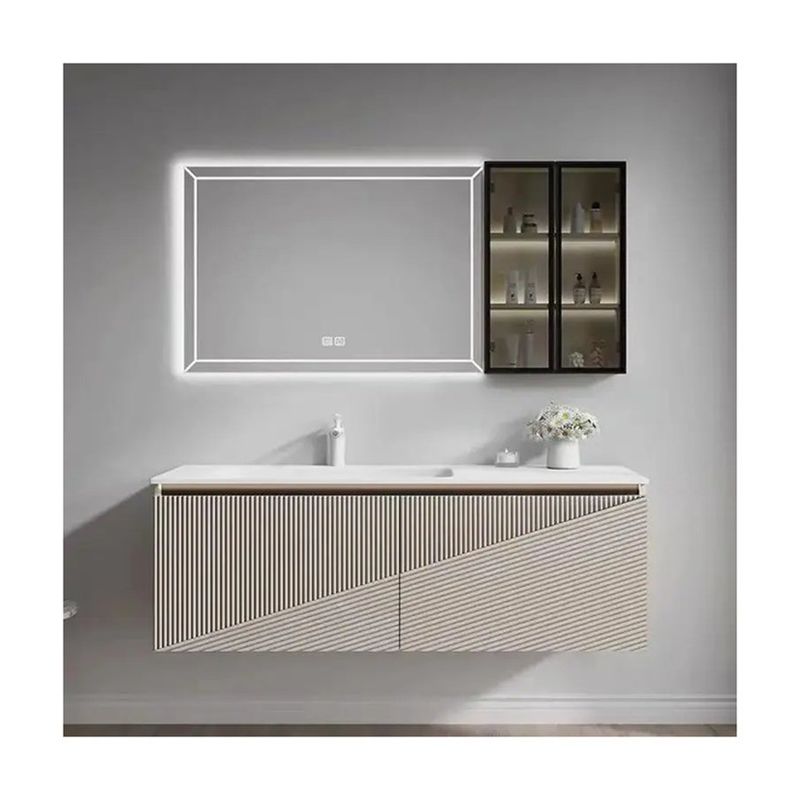 Metallizzato montato a parete gabinetto bagno Vanity Set con doppio lavandino e specchio d'argento