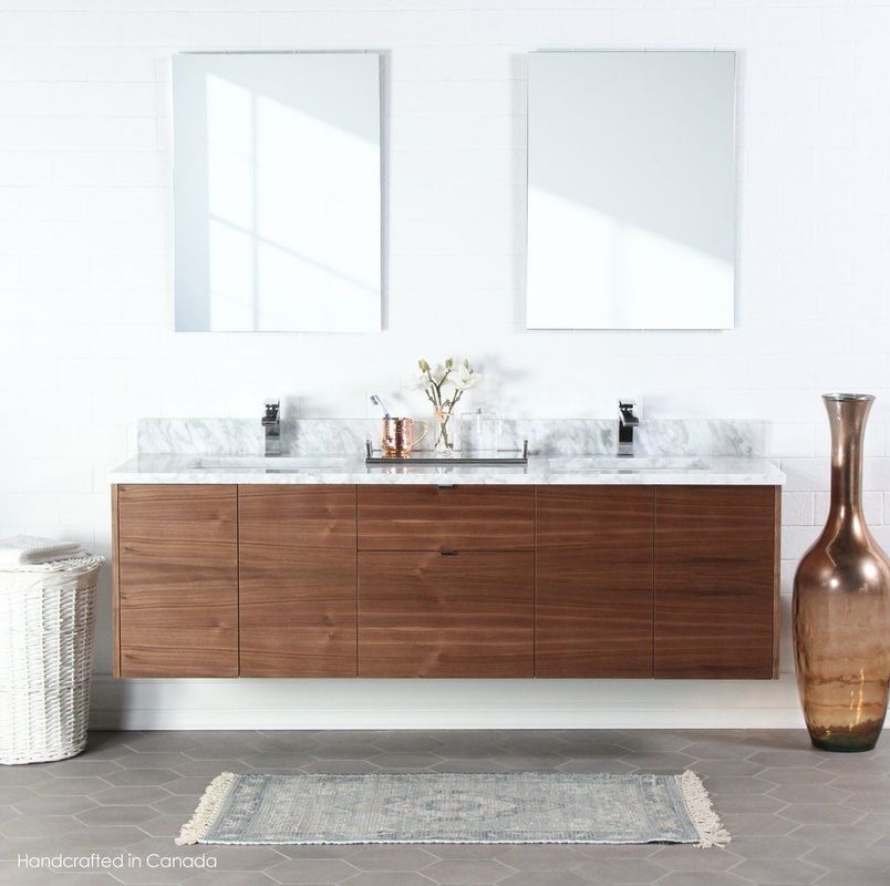 Metallizzato montato a parete gabinetto bagno Vanity Set con doppio lavandino e specchio d'argento