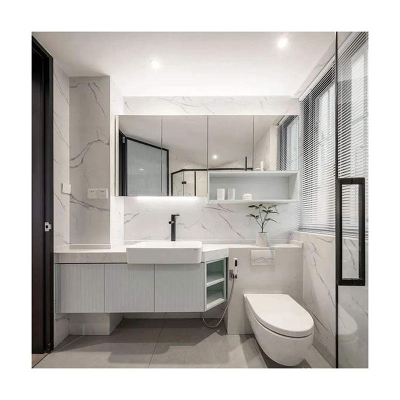 Moderno Nordico Corner Vanity gabinetti bagno con specchio di luce a LED e Vanity Combo