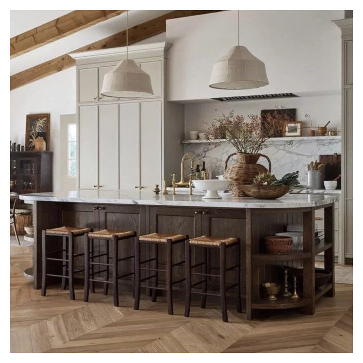 Moderni armadi da cucina in legno massello per appartamenti su misura
