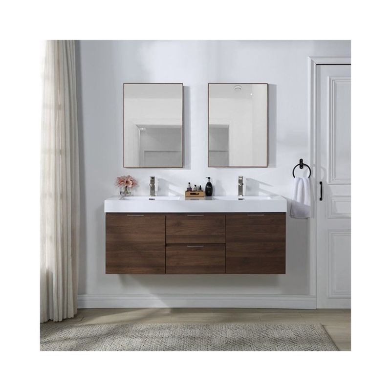 Rectangle LED Mirror Sink Floating Bathroom Cabinet Set con dimensioni personalizzate Vanity Combo