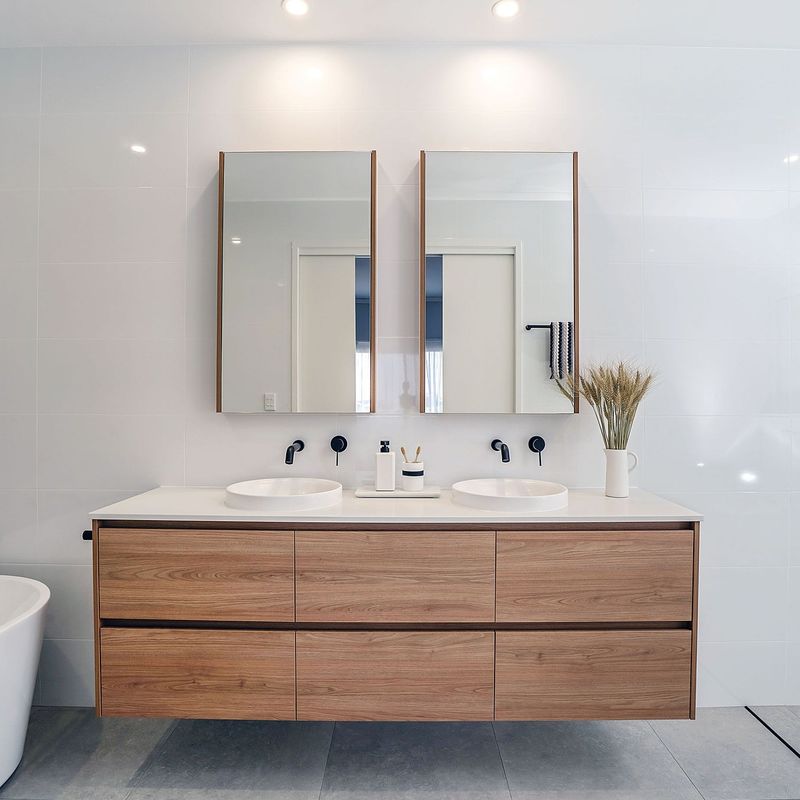 Rectangle LED Mirror Sink Floating Bathroom Cabinet Set con dimensioni personalizzate Vanity Combo