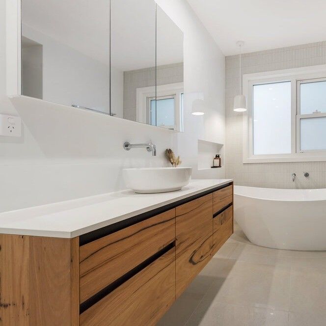 Armadio da bagno in legno montato a parete Slab Basin e LED Light Mirror 38-46 pollici Larghezza