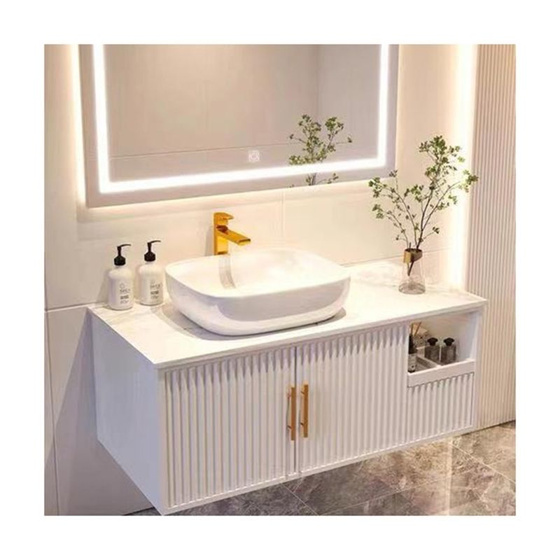 Bagno personalizzato da 30 pollici montato a muro con lavandino in ceramica e porta in legno massello