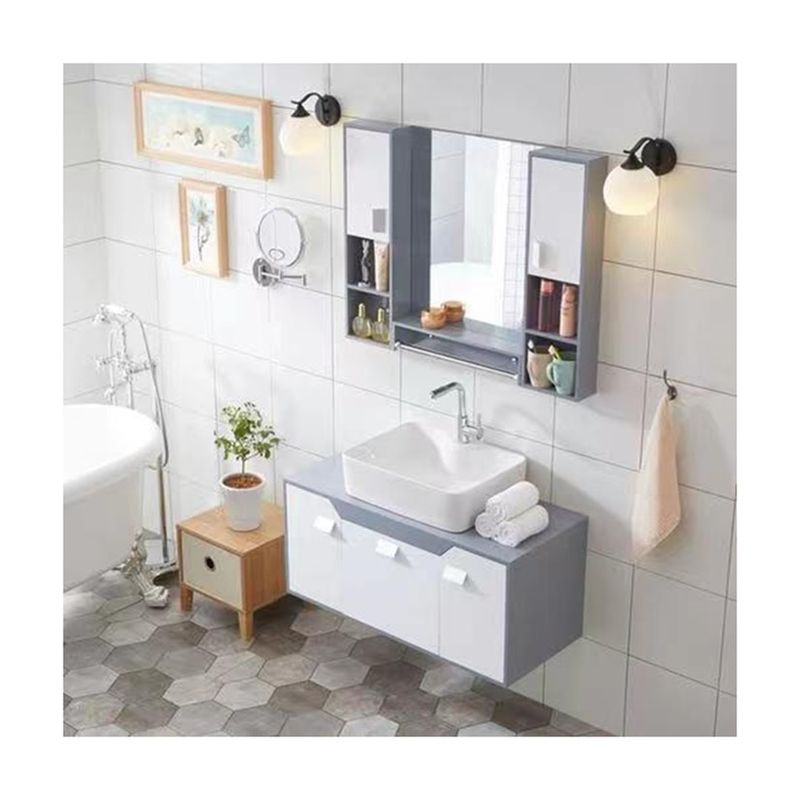 End Luxury Design Moderno 28 72 pollici Fluted PVC Membrana Stretta bagno galleggiante Vanità Armadio Set