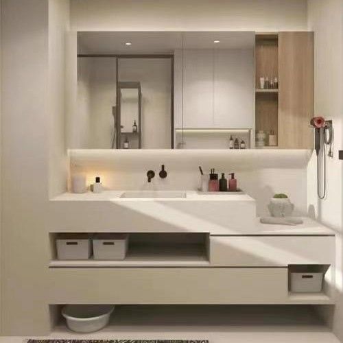 End Luxury Design Moderno 28 72 pollici Fluted PVC Membrana Stretta bagno galleggiante Vanità Armadio Set