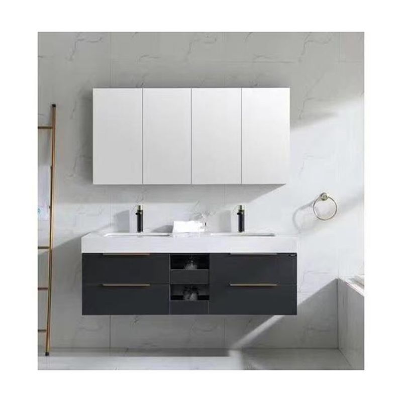 Vanità del bagno dell' hotel di lusso rettangolare con lavandino e cassetti di stoccaggio in design moderno