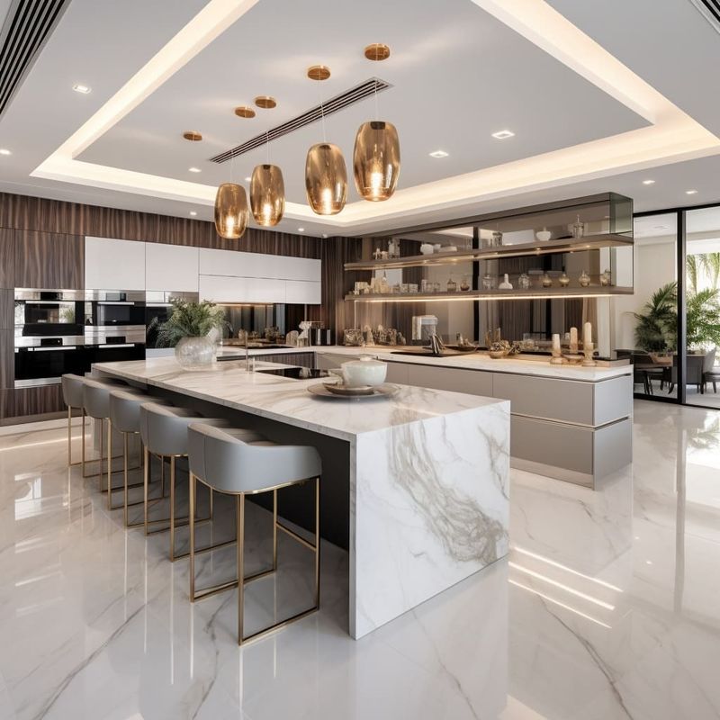Mobili da cucina di design moderno e semplice con selezione personalizzata del colore del rivestimento
